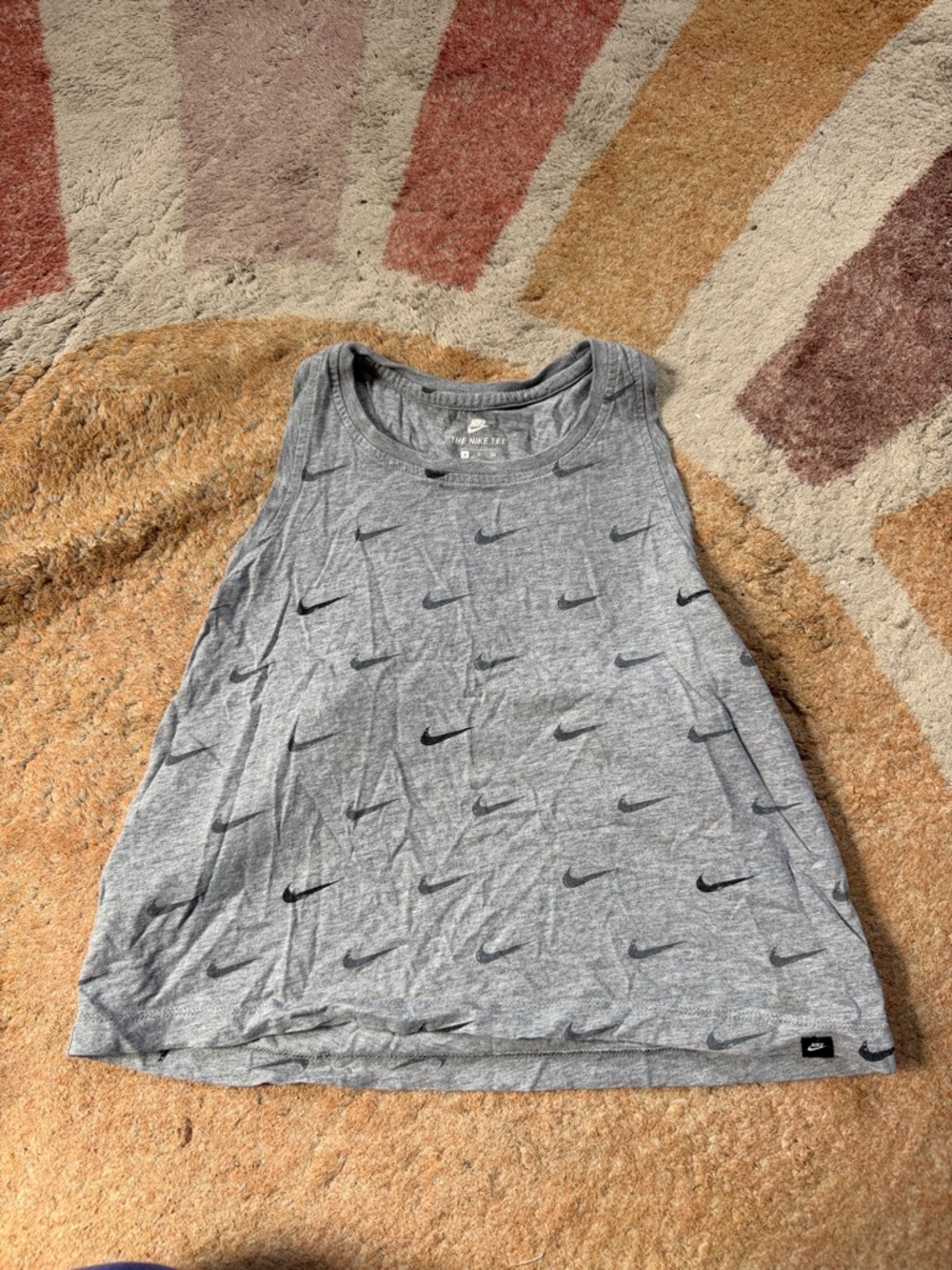Nike Grey Crop Tank Top with Swoosh Print